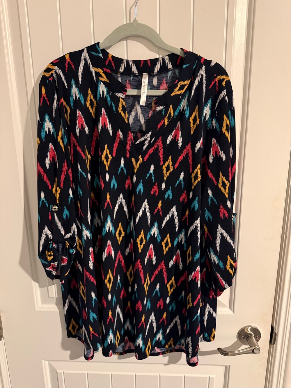 Dear Scarlett Multicolor Ikat Print Long Sleeve Tunic — XL